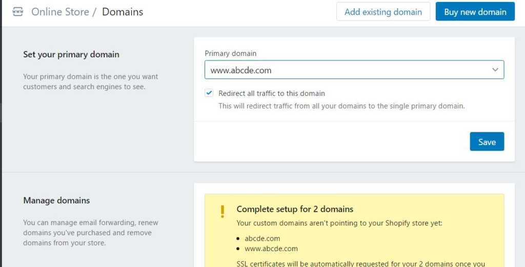 third party Domain with Shopify
