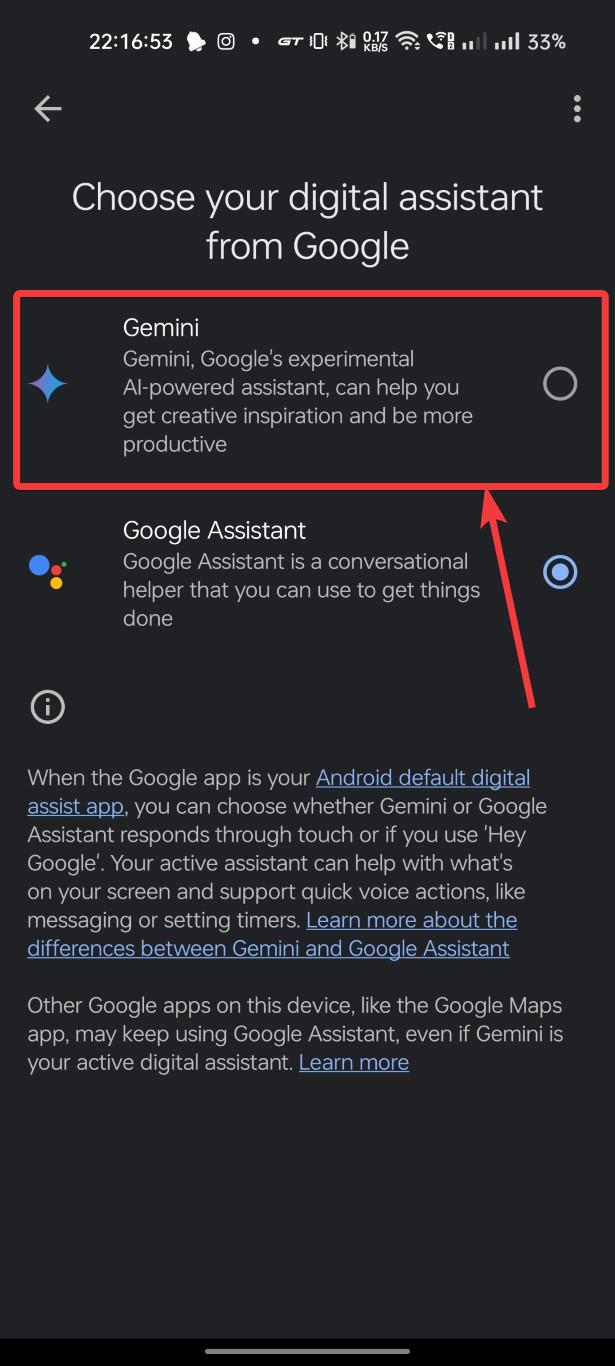 Gemini AI as default digital assistant 60 Choose Gemini as Default Digital Assitant from Google