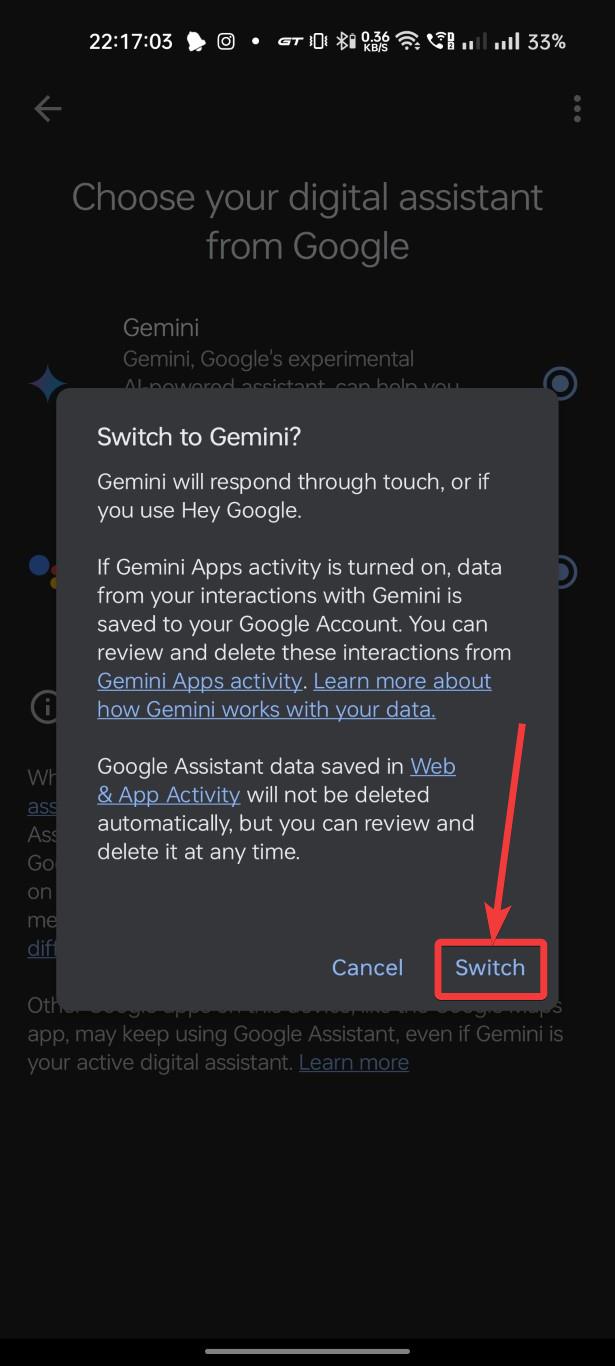 Gemini AI as default digital assistant 65 Switch to Gemini AI as default digital assistant 65