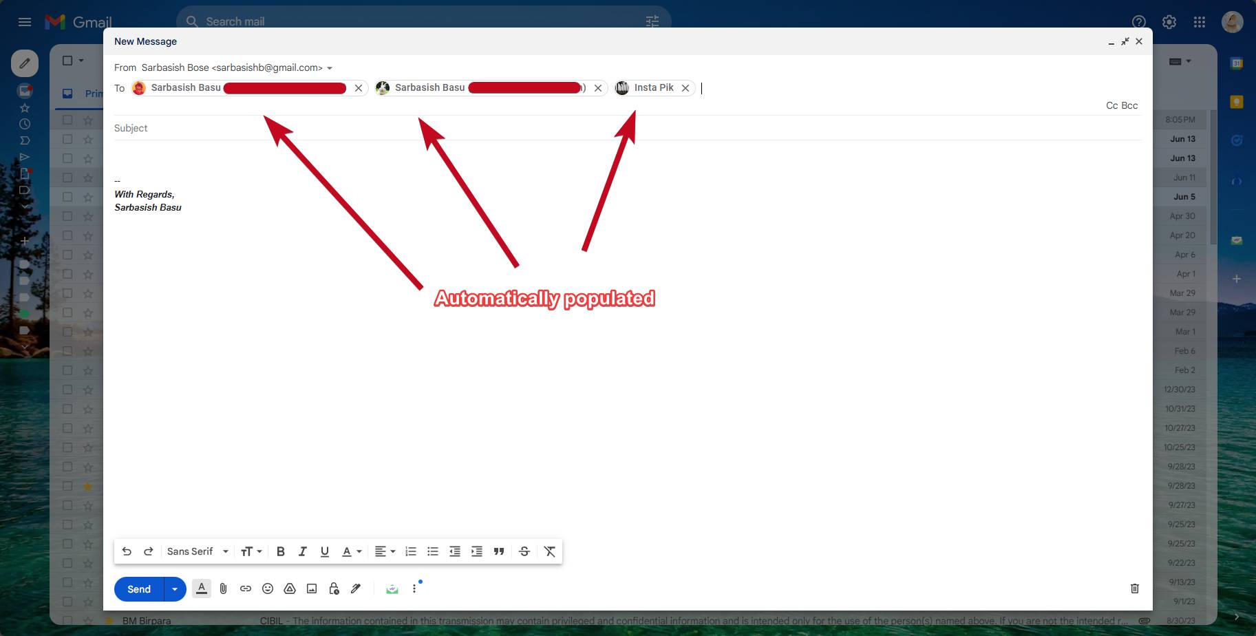 Gmail group 70 compressed remove a specific email ID