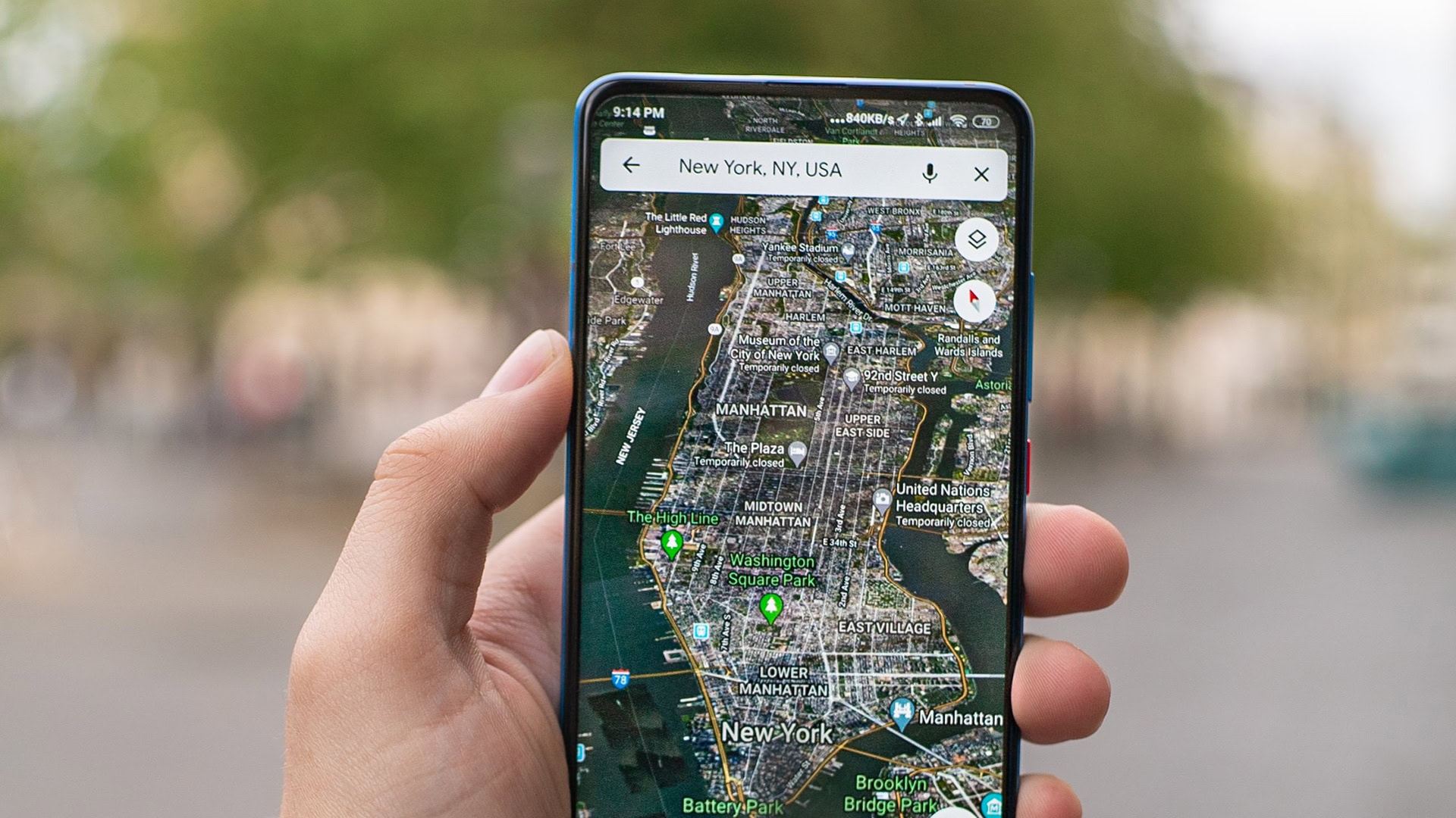 google maps on android showing New York City google maps on android showing New York City