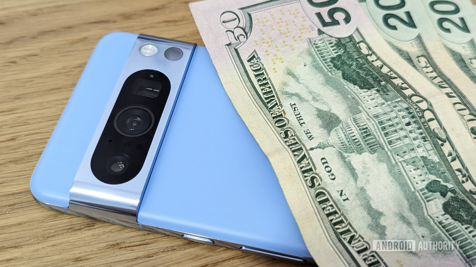 google pixel 8 pro bay blue stack money dollar bills google pixel 8 pro bay blue stack money dollar bills