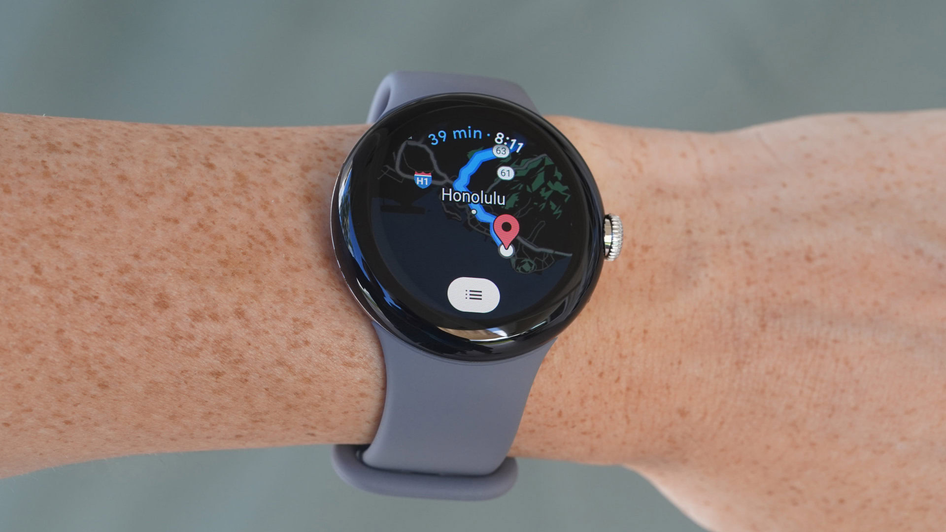 Google Pixel Watch Maps 1 Google Pixel Watch on wrist showing Maps.