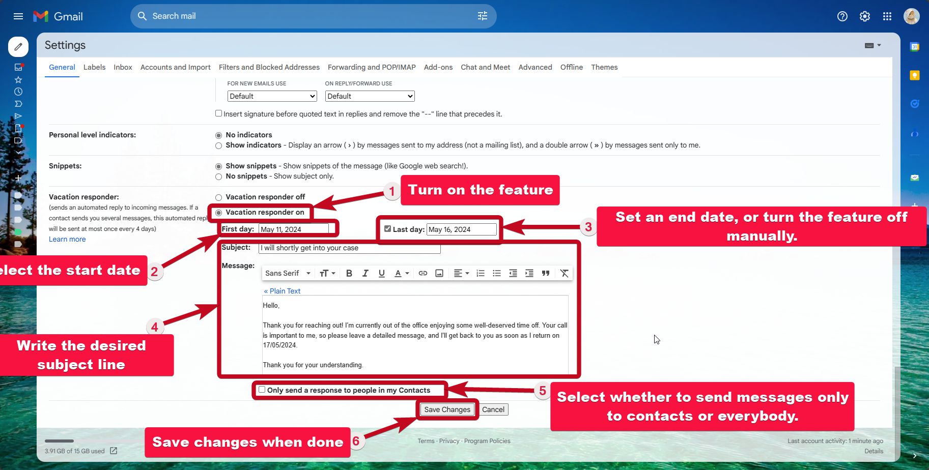Vacation Responde 20 compressed Gmail Vacation Responder settings
