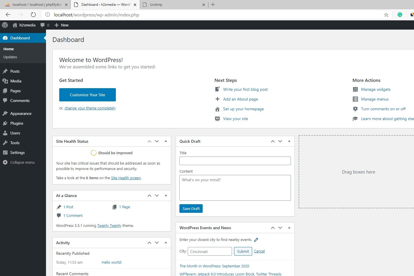 Wordpress on WAMP Server portable
