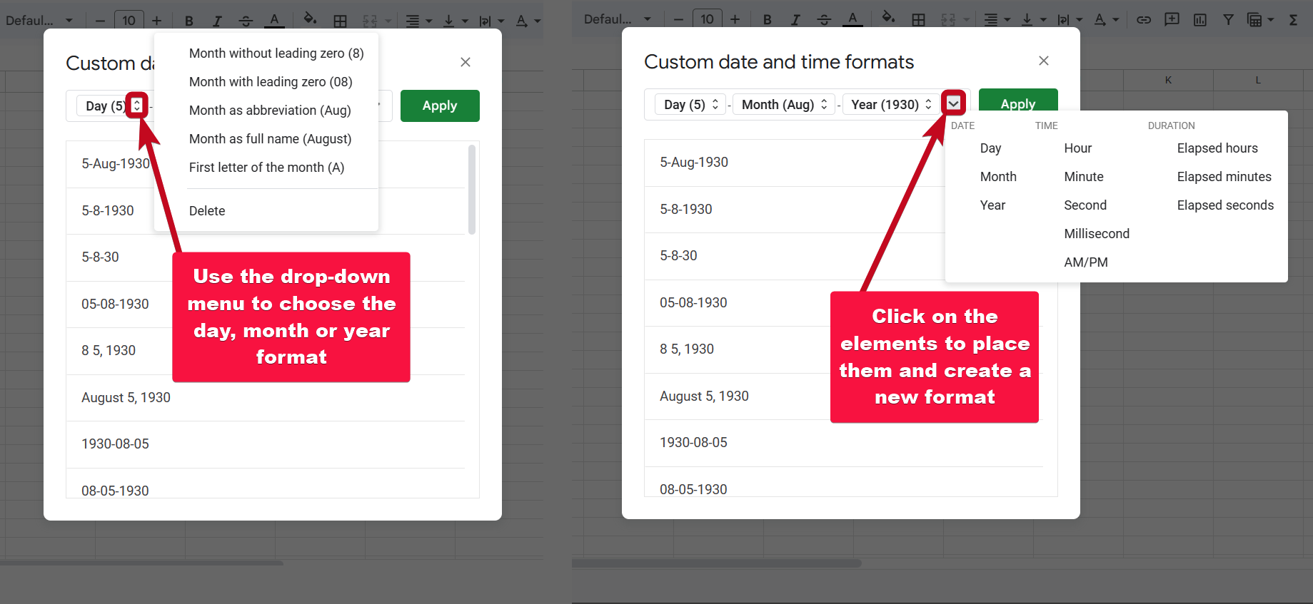 Age in Google Sheets 30 40 Change cell dat and time format