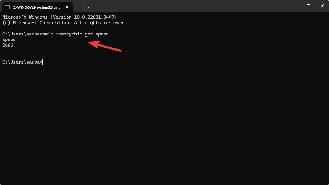 Check RAM type 20 WMIC command to Check RAM type