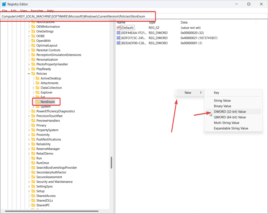 Create Registery DWORD to hide Recycle BIn