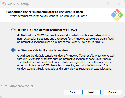 Default Console for Git Default Console for Git