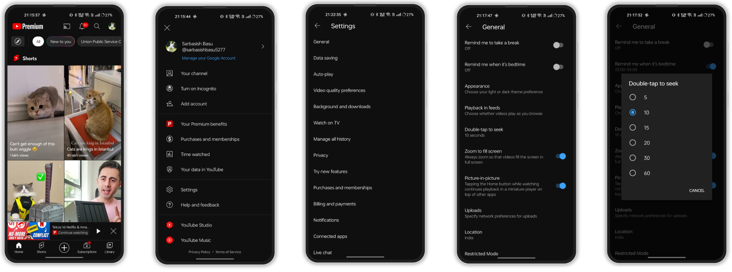 Double tap to seek Change YouTube double-tap to seek settings