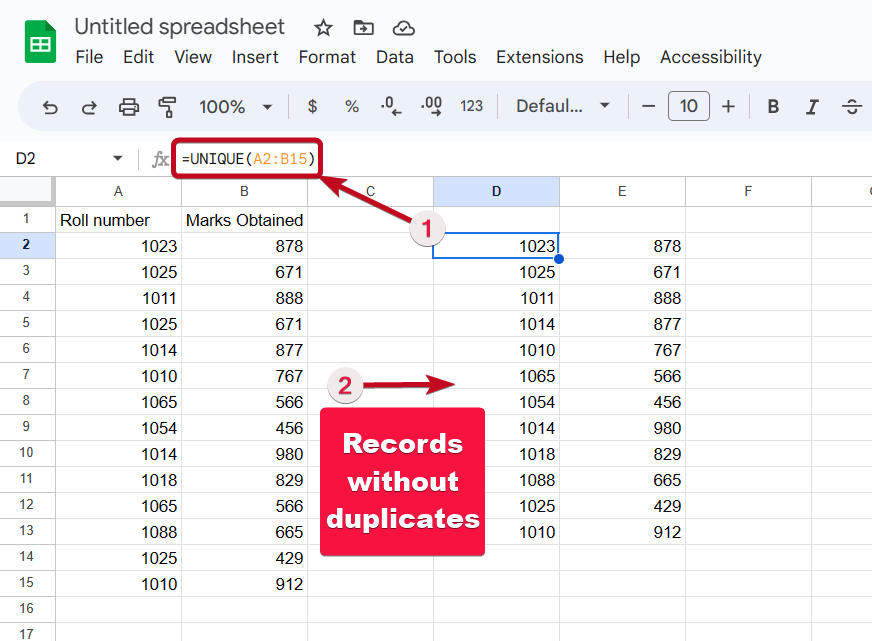 Duplicates on Google Sheets 50 Records without duplicated Google sheet