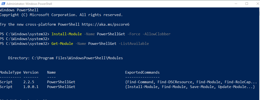 Install PowerShell Get Module Install PowerShell Get Module