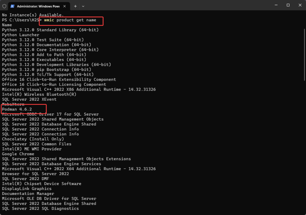 List Installed Programs using WMIC windows command