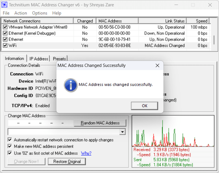 Windows 11 Mac Address was Changed successfully