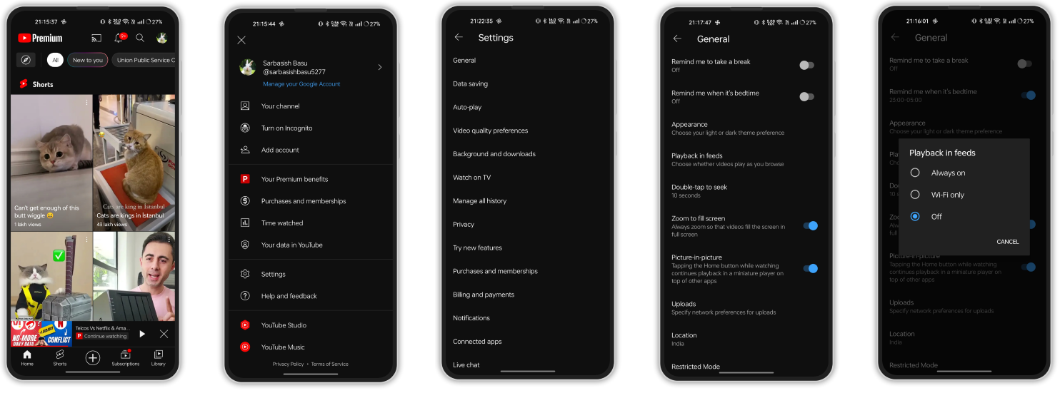Playback in feeds Disable Youtube Auto video playback in feeds