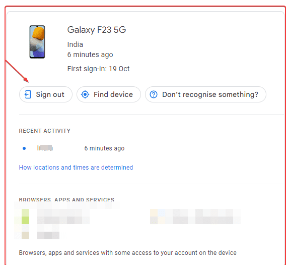 Sign out the Android device Google Account remotely