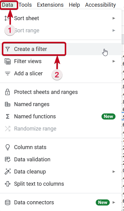 Sortable table in Google Sheets 40 Create Filter