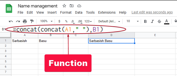Split or merge name in Google Sheets 10