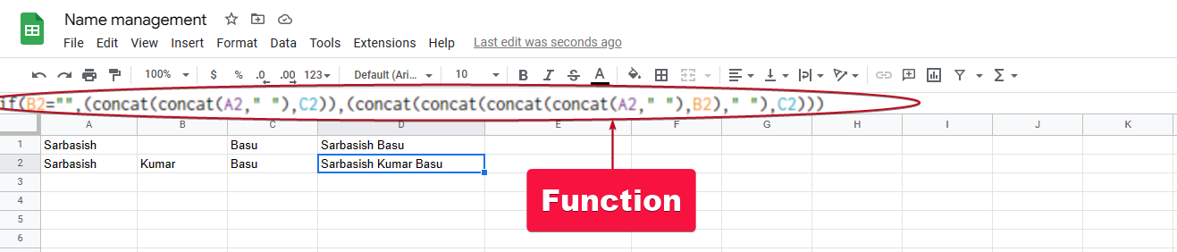 Split or merge name in Google Sheets 20
