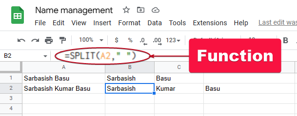 Split or merge name in Google Sheets 30