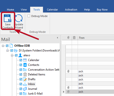 Stellar Converter fo EDB 100 Exporting contacts using Stellar Converter for EDB
