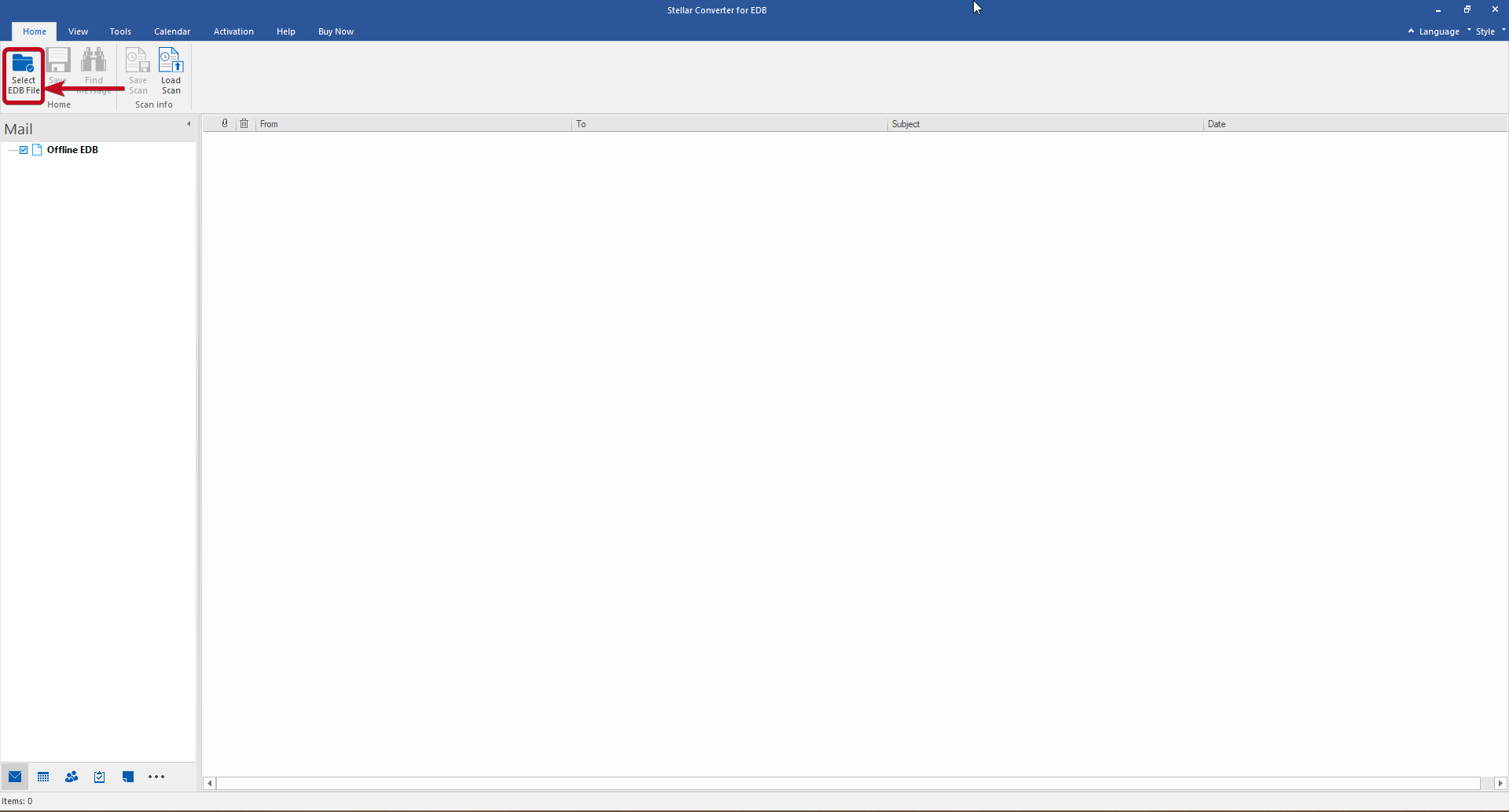 Stellar Converter fo EDB 15 Select EDB File